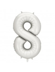 Balão Número 8 Prateado Mate